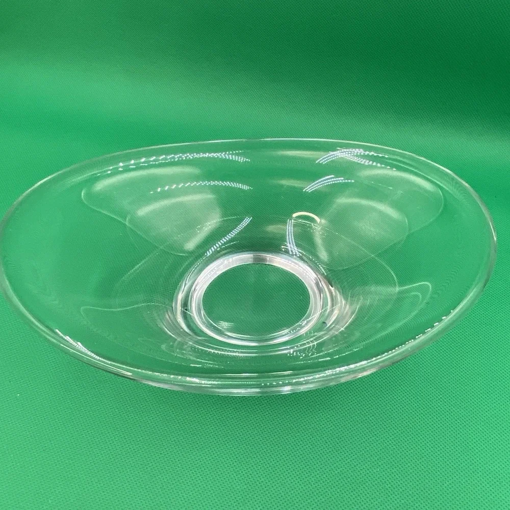 Vintage Glass Maker as Glasbruk Sweden Clear Oval Bowl Signed